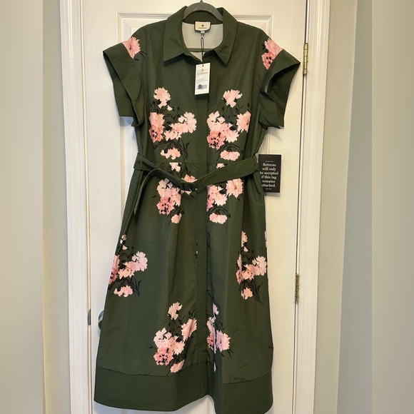 NWT Tuckernuck Olive and Pressed Powder Floral Chloe Dress - Picture 2 of 4